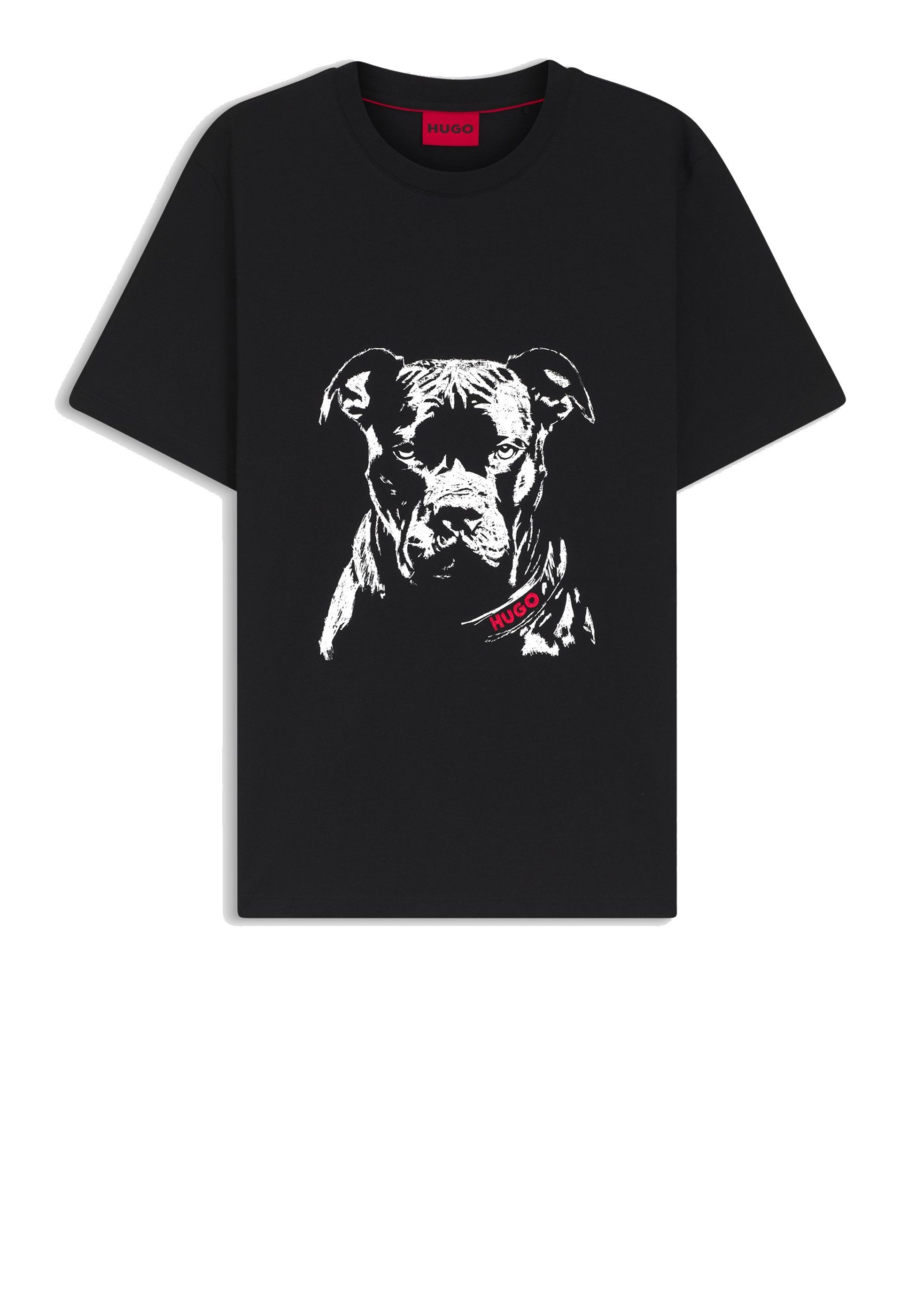 HUGO T-Shirt Dubrox mit Hunde-Artwork (1-tlg) günstig online kaufen