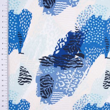 SCHÖNER LEBEN. Stoff French Terry Sommersweat Tupfen grafisch abstrakt beige blau mint weiß, allergikergeeignet