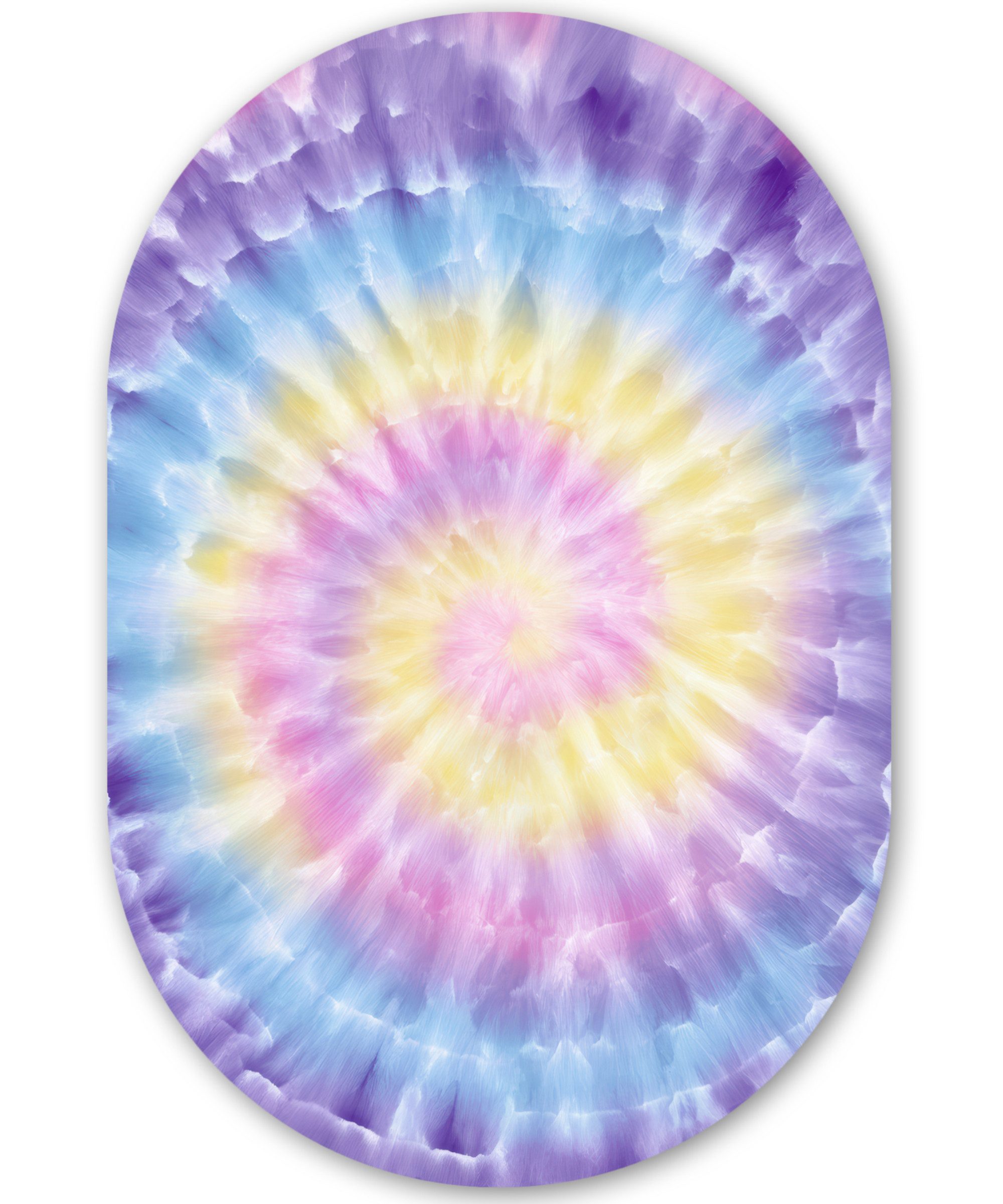 MuchoWow Gemälde Spirale - Krawattenfärbung - Pastellfarbtöne, Fotodruck (1 St), Wandbild Oval, Wohnzimmer oder Schlafzimmer Wanddekoration, 40x60 cm