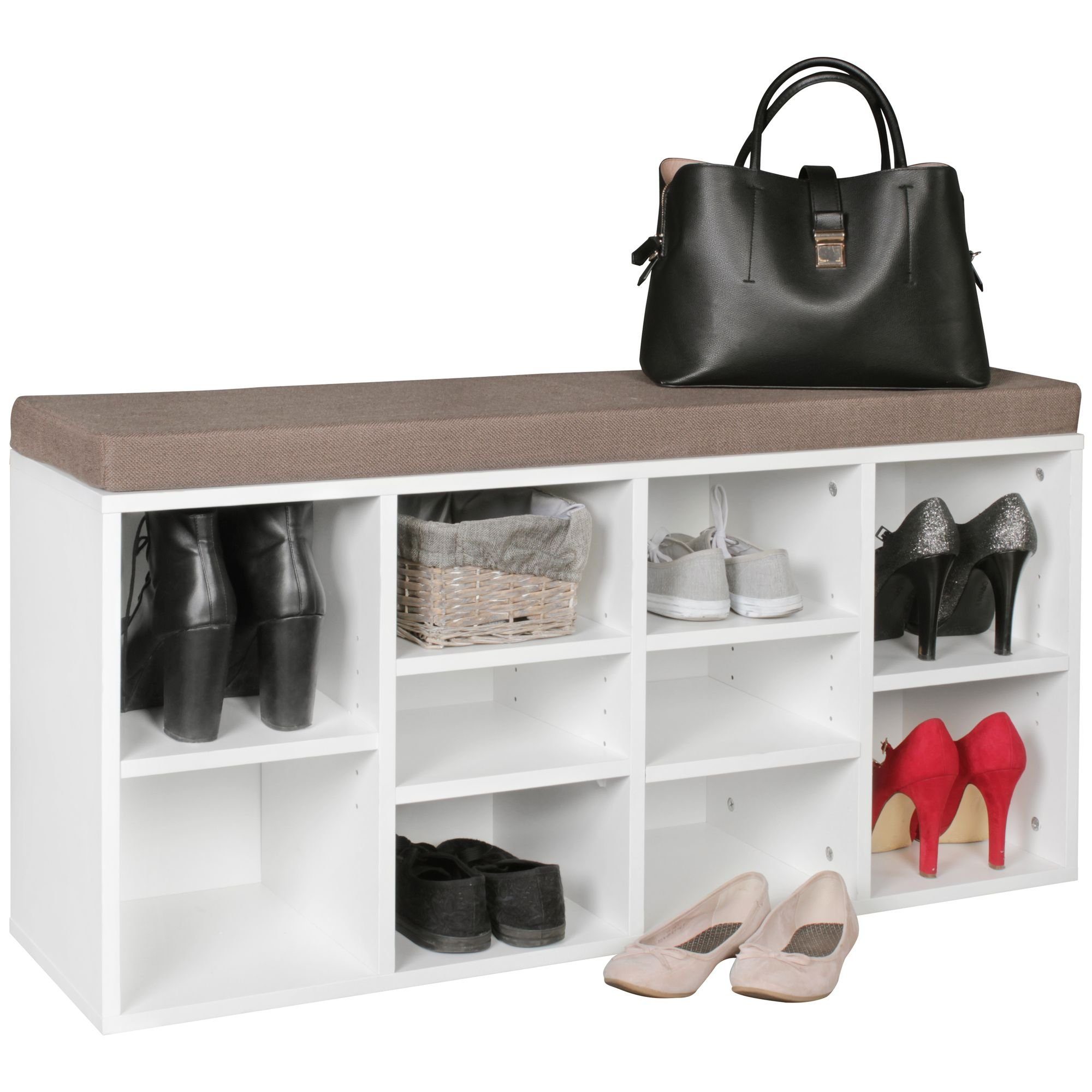KADIMA DESIGN Schuhschrank Schuhbank mit Stauraum & Sitzfläche - stilvolle Wohnraumlösung Weiß