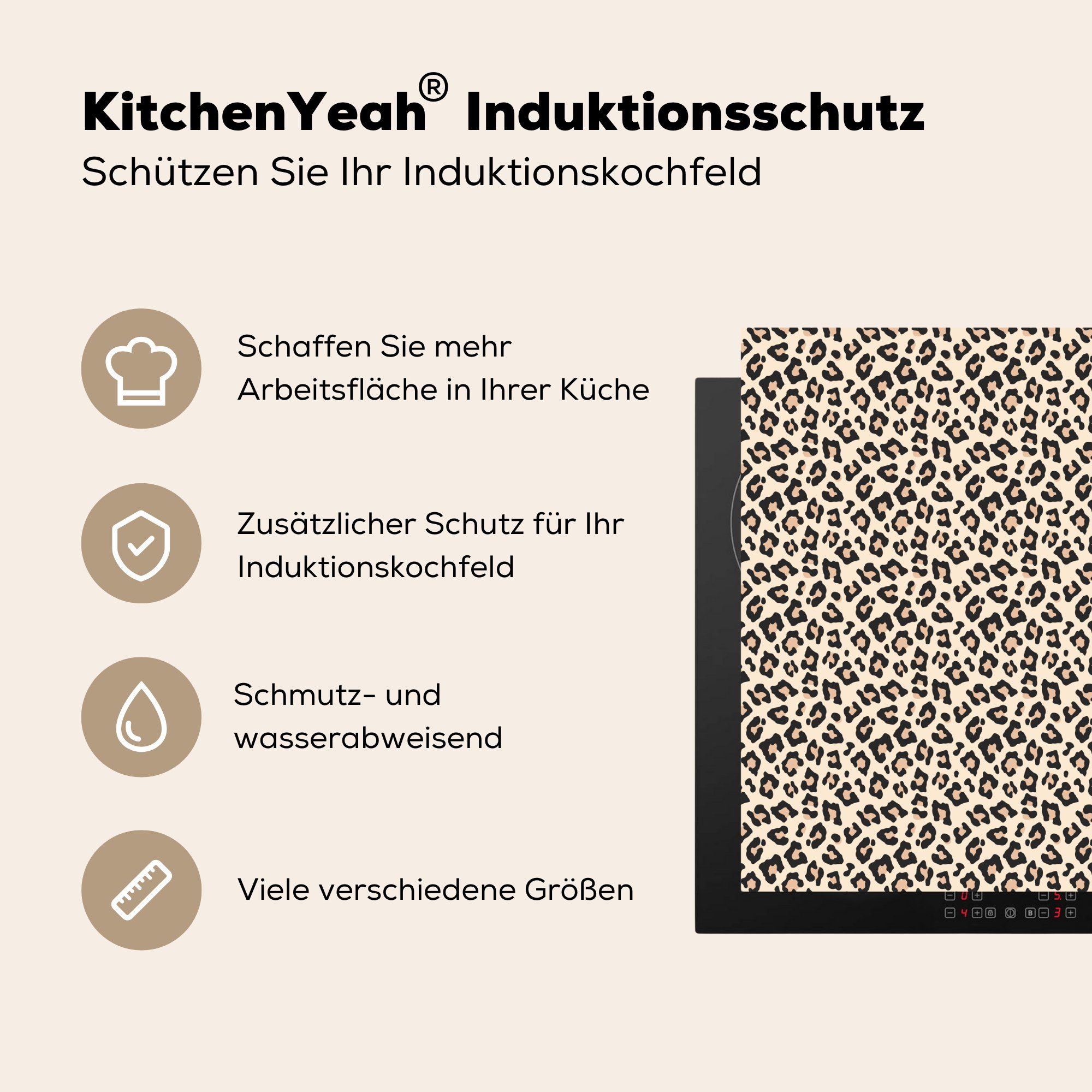 Vinyl, Tiere MuchoWow Tiger 57x51 Induktionsschutz, cm, Induktionskochfeld, Ceranfeldabdeckung - Herdblende-/Abdeckplatte - tlg), Design, (1