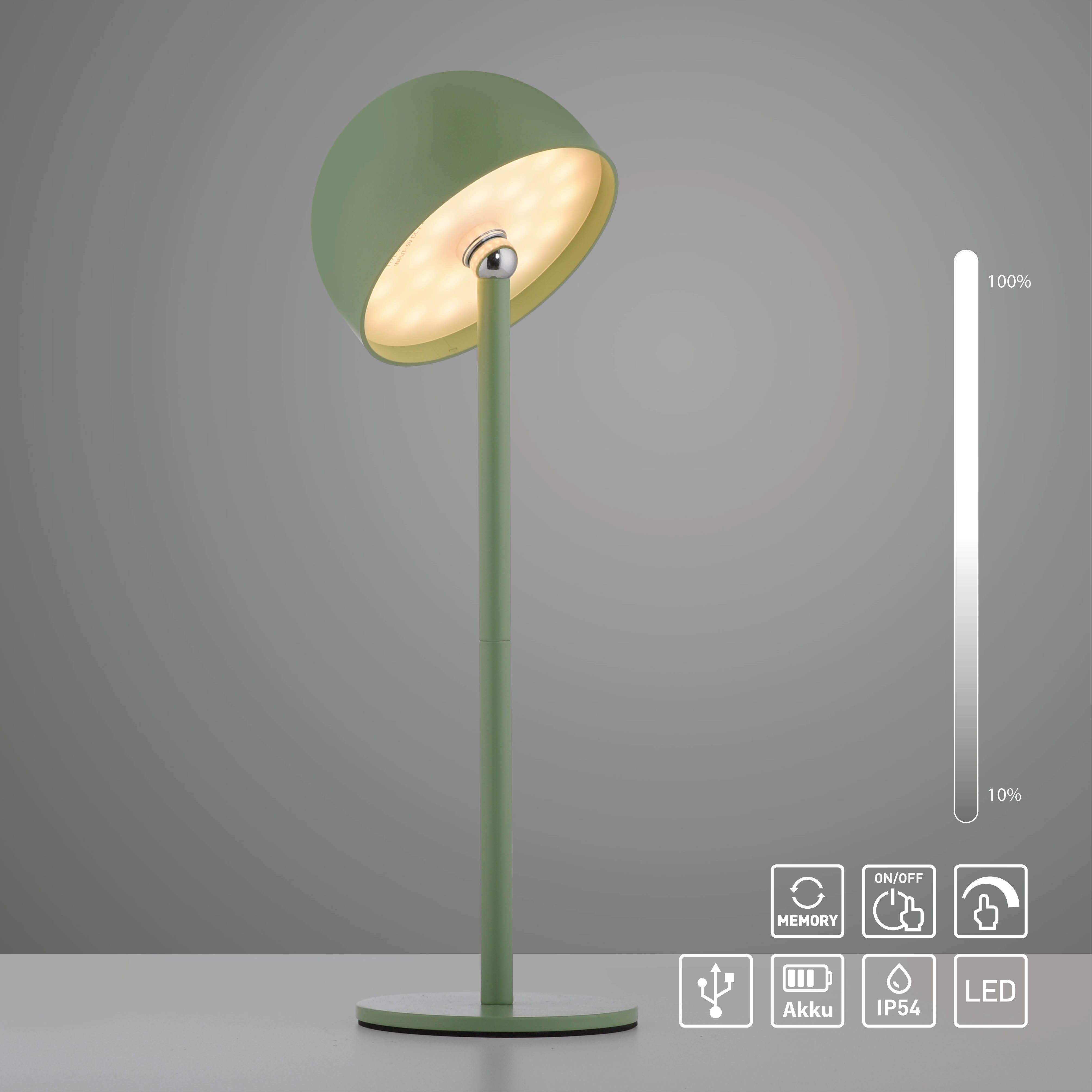 OTTO home Tischleuchte Akku Tischlampe Garrin Indoor Outdoor, magnetischer Flaschenaufsatz, Dimmfunktion, Memoryfunktion, LED fest integriert, Warmweiß, Pilzlampe Flaschenaufsatz, Regulierung der Lichtstärke, Pilz, Lampe