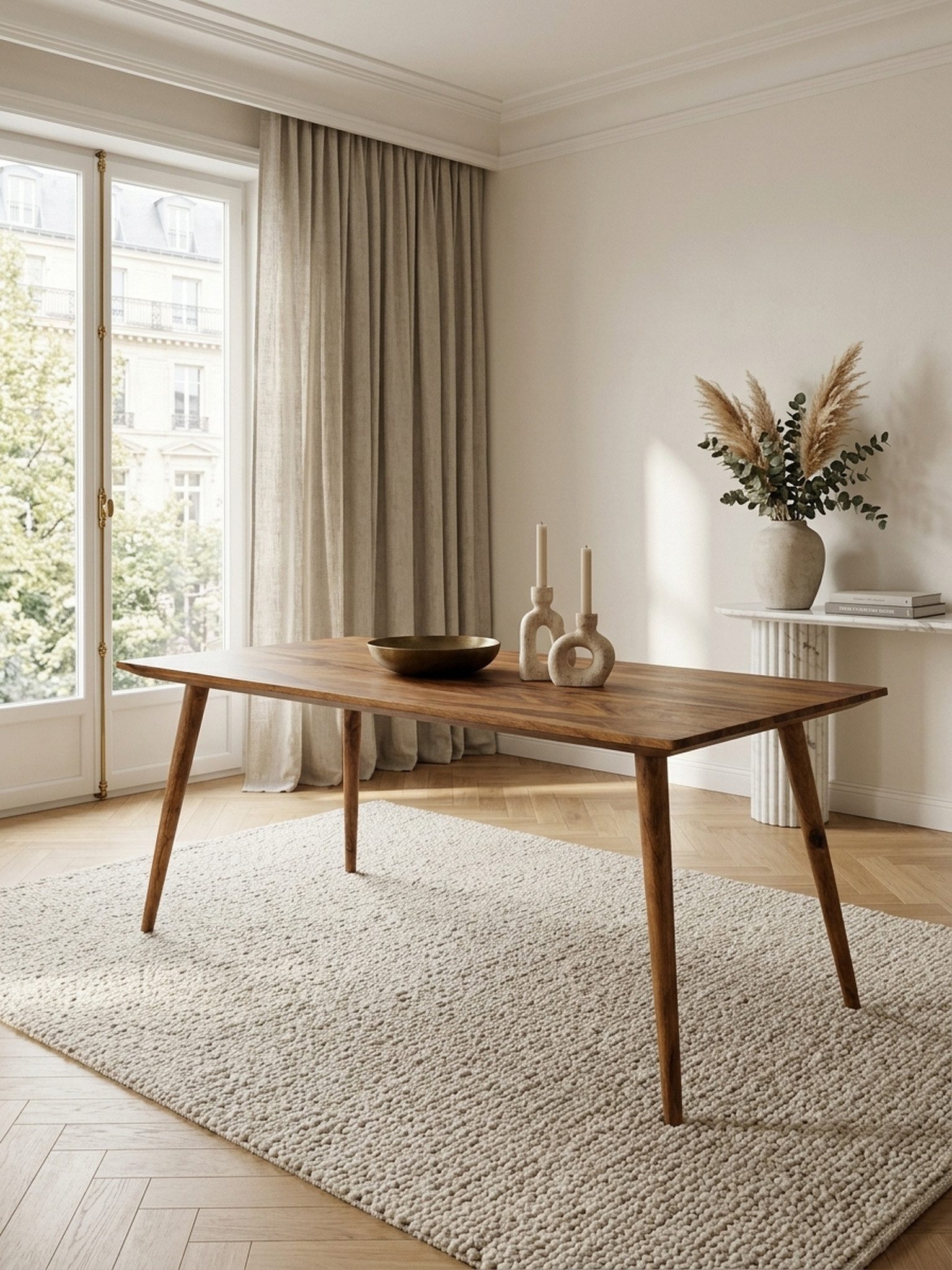 KADIMA DESIGN Esstisch Massivholz Esszimmertisch SAVIO, Retro Landhausstil, handgefertigt – Bild 4 von 5