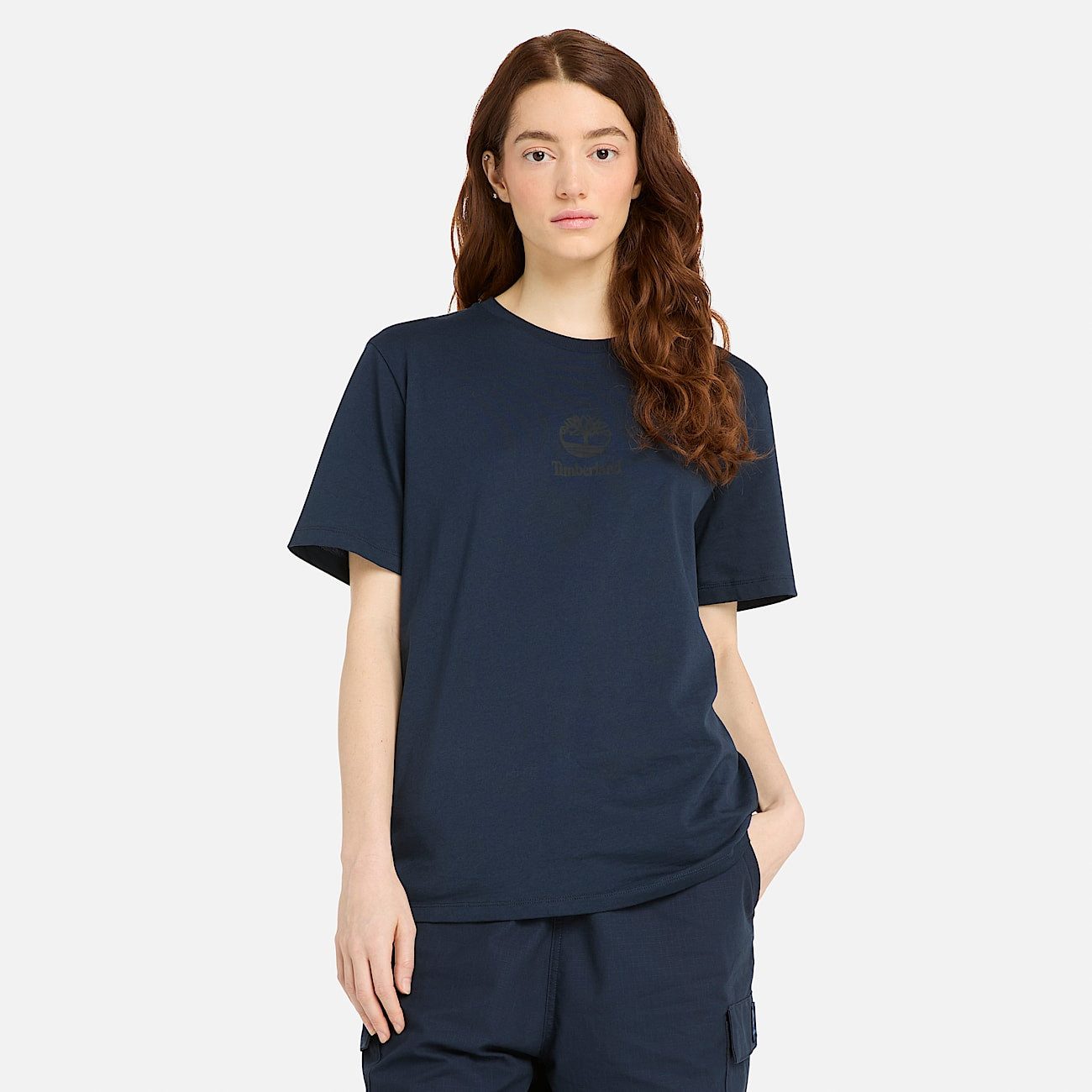 Timberland T-Shirt Print Stack Logo Short Sleeve Tee Kurzarm-Design, mit Rundhalsausschnitt mit Rippbündchen, aus Baumwolle