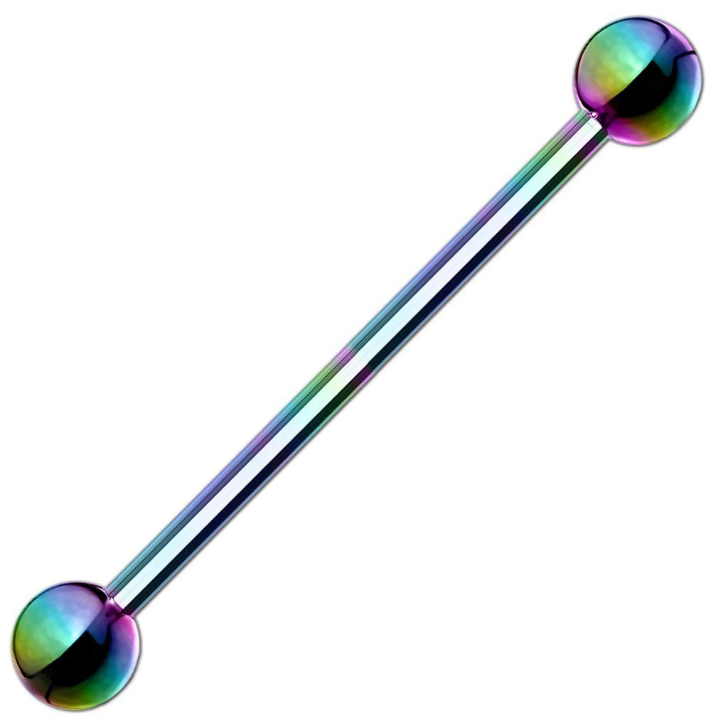 viva-adorno Piercing-Set Barbell Piercing Stab Industrialpiercing Ohrpiercing Cartilage Stecker (1-tlg), Edelstahl 1,6 x 38 x 5mm Regenbogen