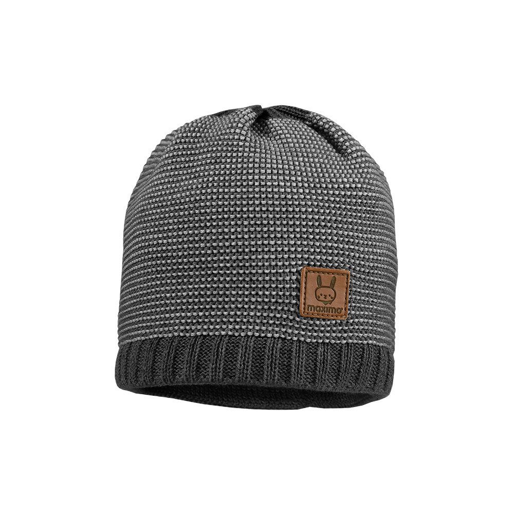 MAXIMO Strickmütze GOTS BABY-Beanie, GOTS carbonmeliert Germany Made in LL,2-farbig O Jerseyfutter