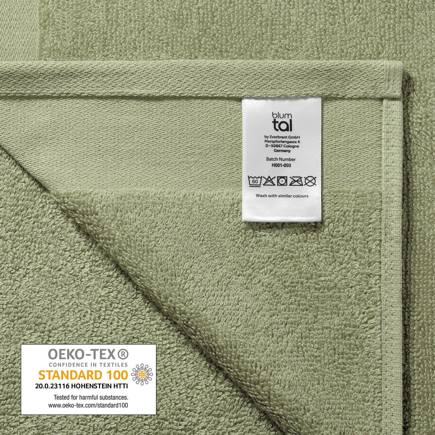 Blumtal Handtücher Premium 2er Grün Handtücher Aufhängschlaufen, Frottee weich und 50x100cm Frottier saugstark, mit Baumwolle 100% Set Set - Handtücher Pastel (2-St)