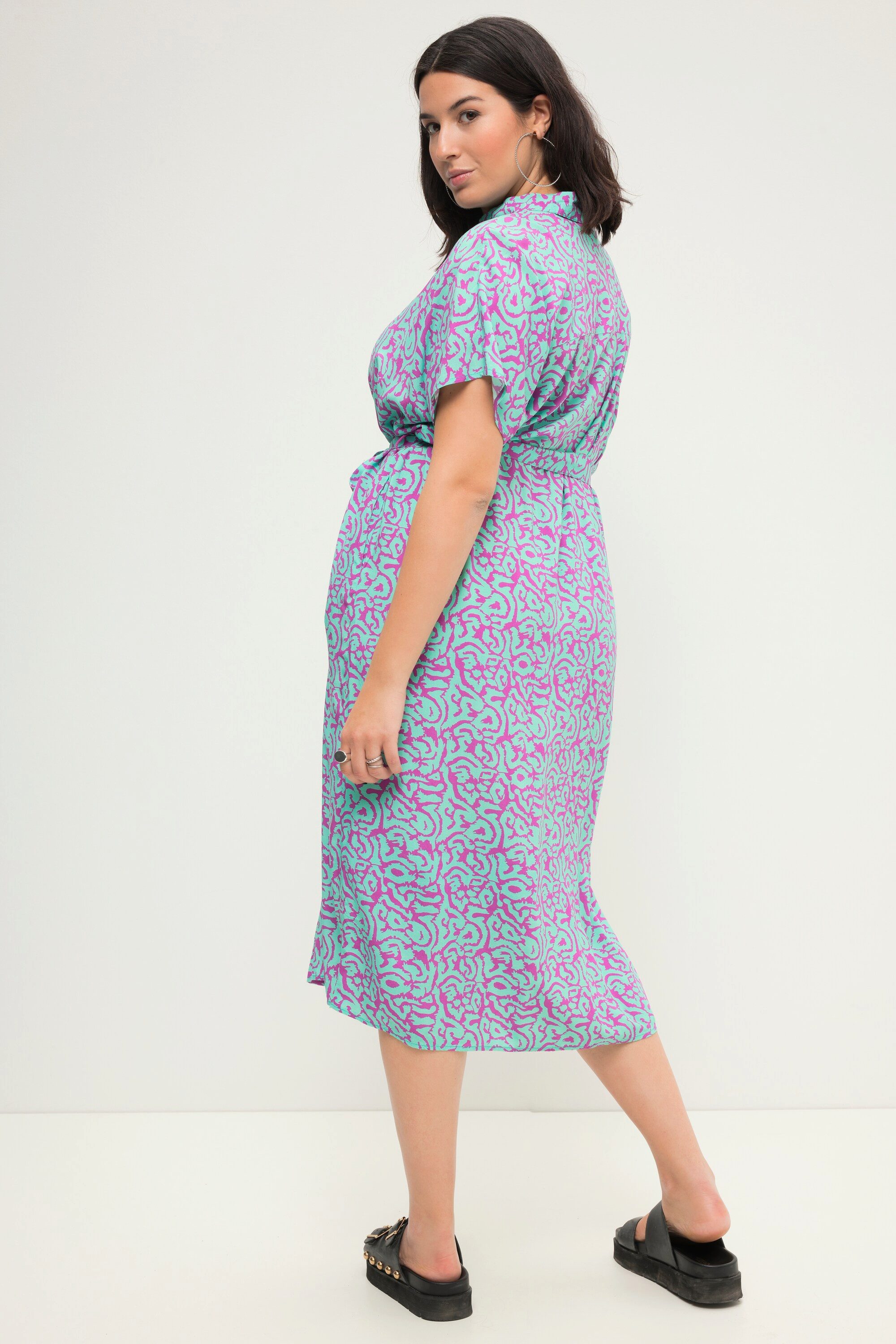 Studio Untold Hemdblusenkleid Hemdblusen-Midikleid oversized zweifarbiger Print