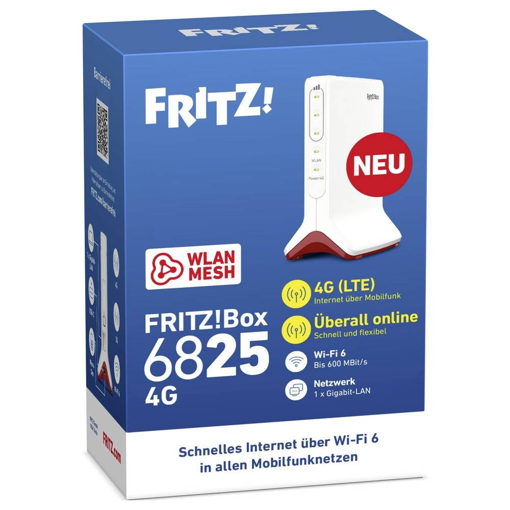 Fritz! Box 6825 4G WLAN Router mit Modem Integriertes Modem: LTE 2.4 ...