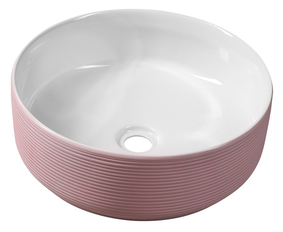 Sapho Waschtisch ARDEA Keramik-Waschbecken zum Aufsetzen, Durch. 41cm, Rosa, Sapho-AR041