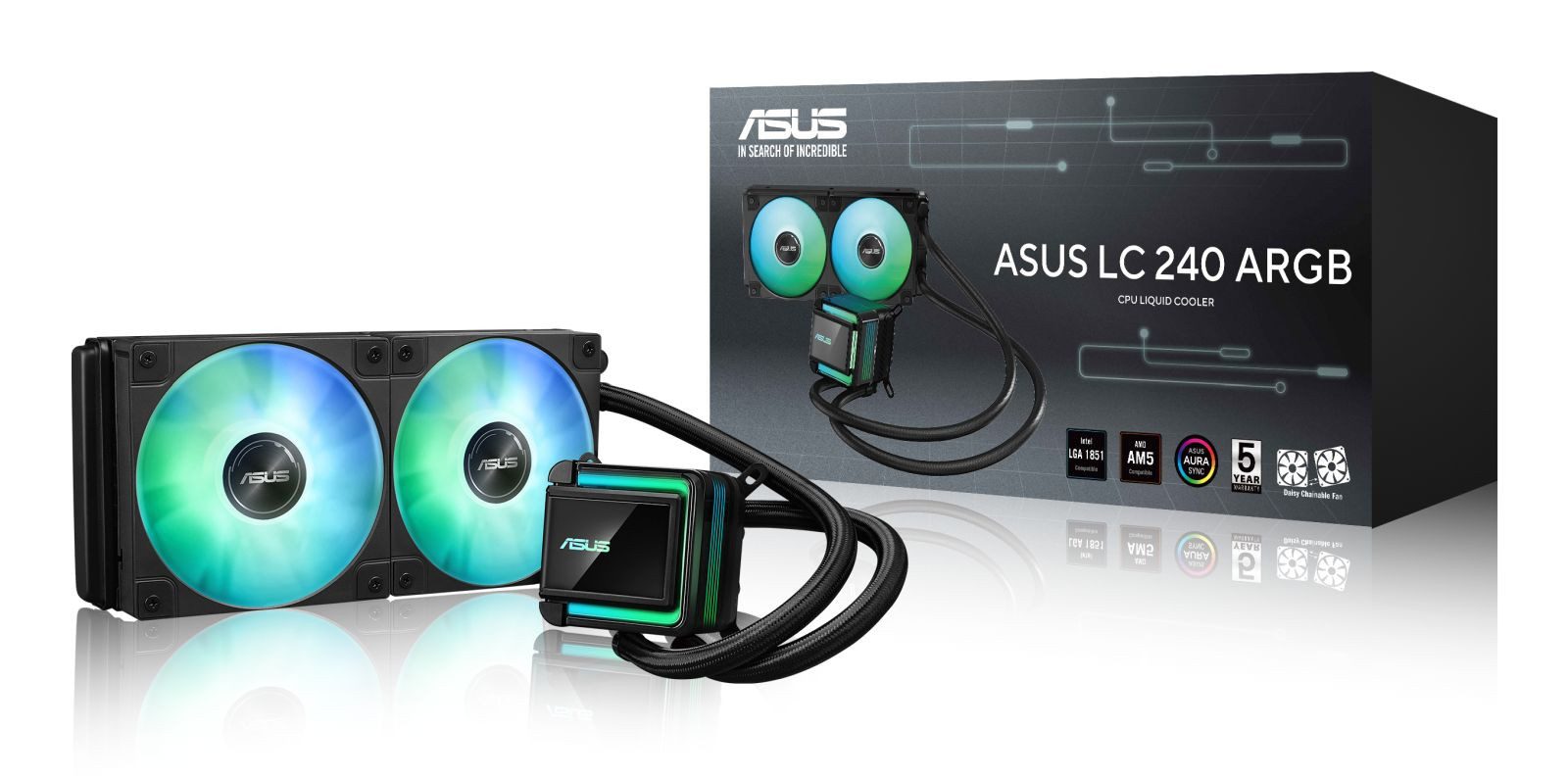 Asus CPU Kühler LC 240 ARGB, All-in-One-Flüssigkeitskühler, 12 cm, Schwarz