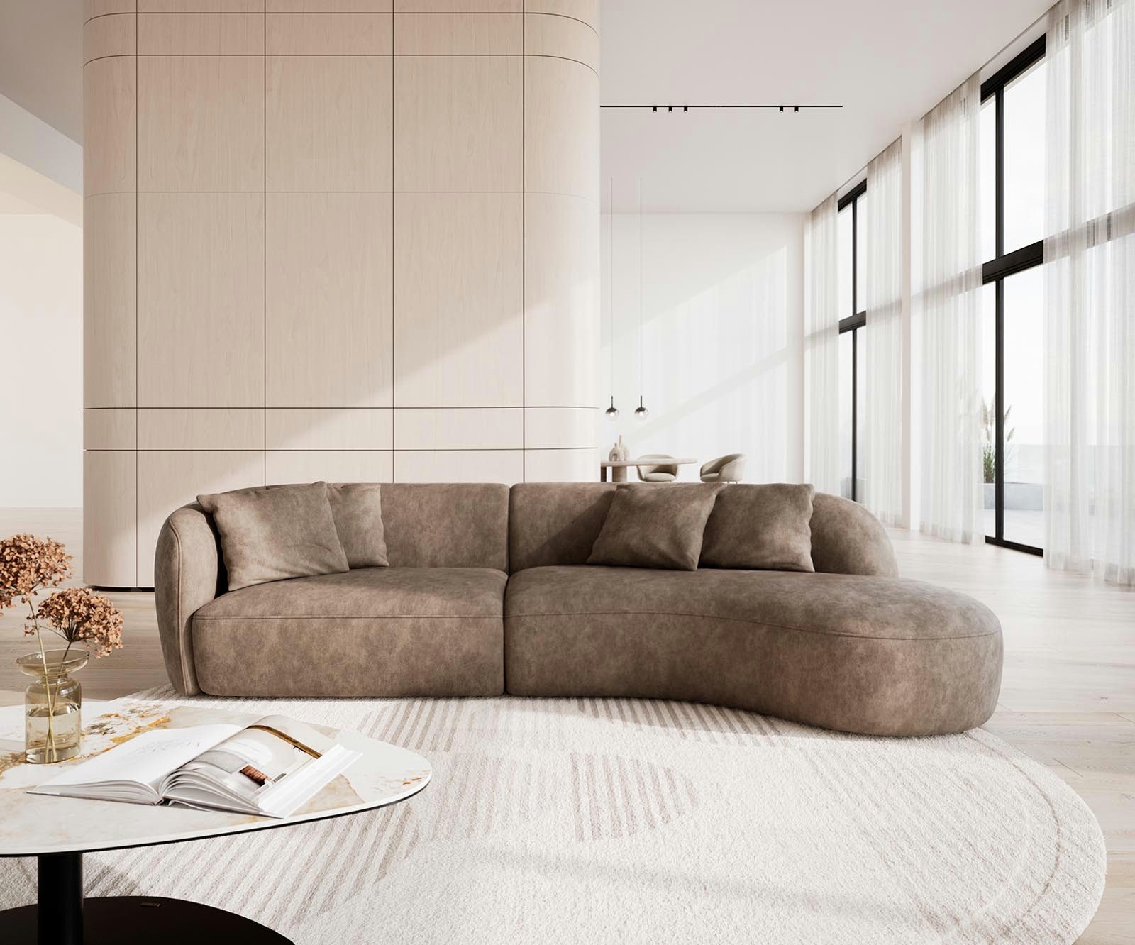 DELIFE Big-Sofa Mairi, Mikrofaser Taupe Vintage günstig online kaufen