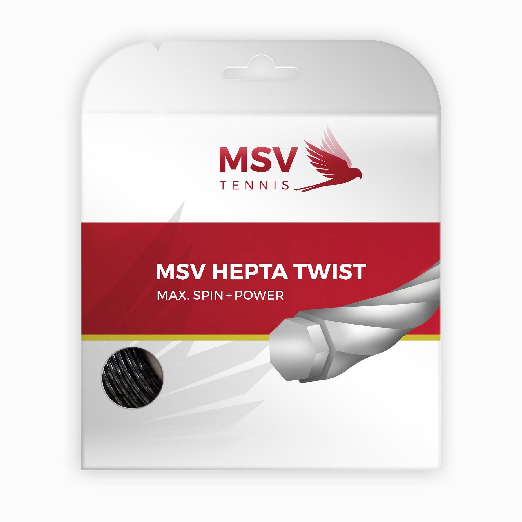 MSV Tennissaite Hepta Twist (Haltbarkeit+Spin) anthrazit 12m Set, Saitendicke: 1.20
