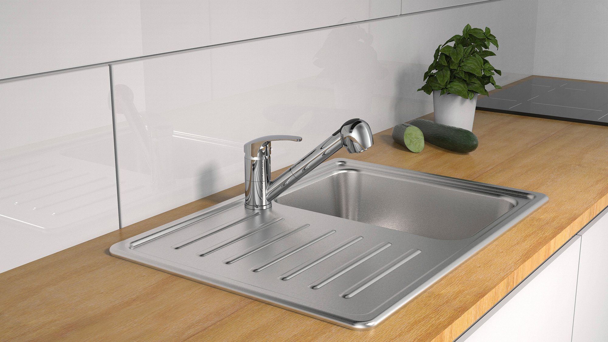 Schütte Spültischarmatur DIZIANI mit Geschirrbrause, Wasserhahn ausziehbar, Mischbatterie Küche, Chrom