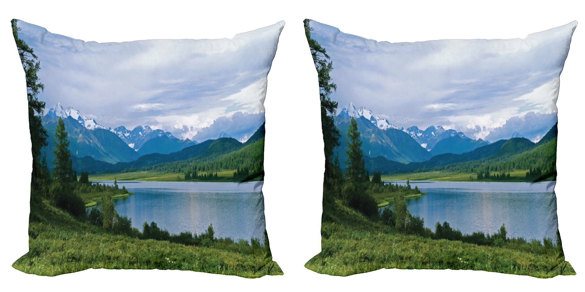 Kissenbezüge Modern Accent Doppelseitiger Digitaldruck, Abakuhaus (2 Stück), Berg Snowy Belukha Peaks