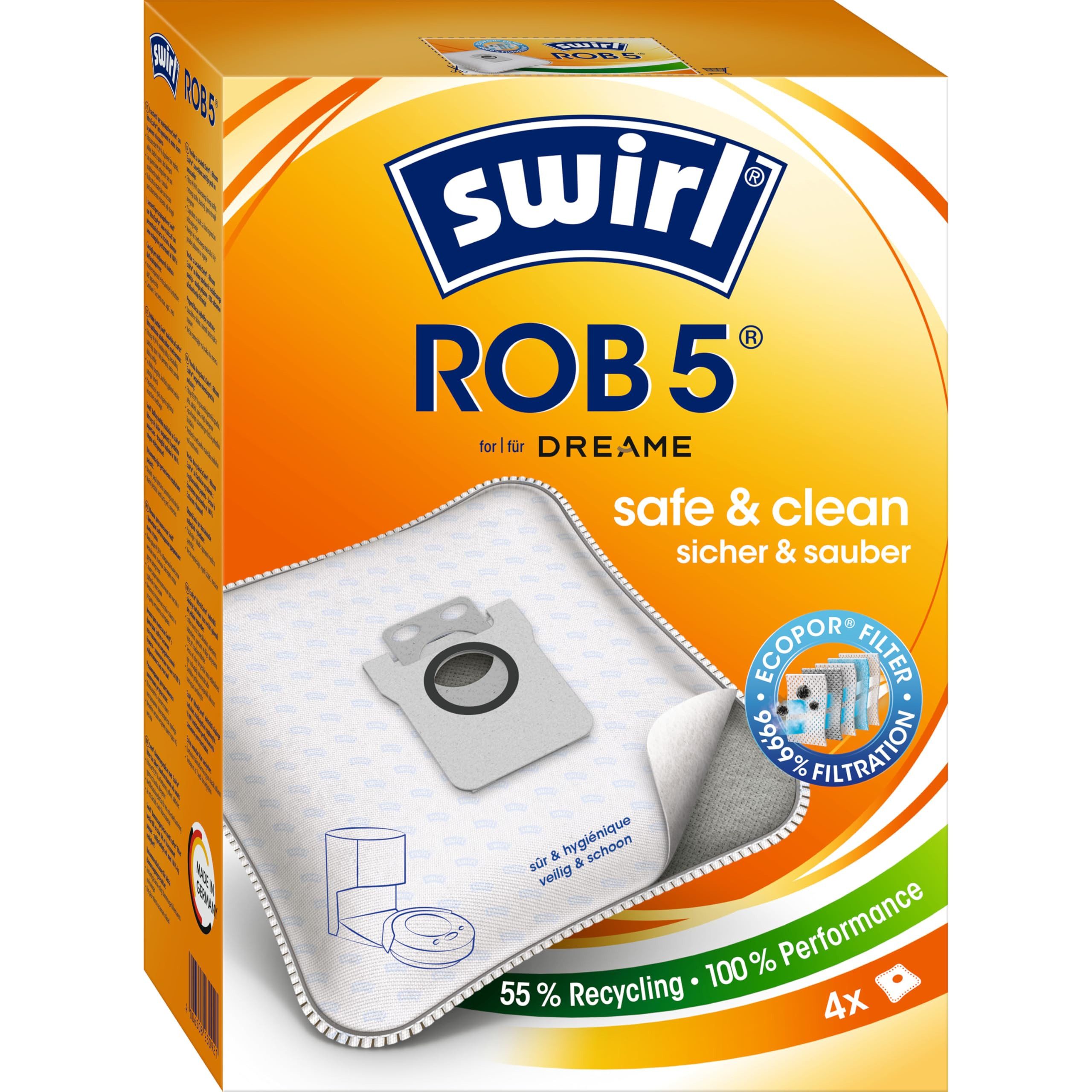 Swirl Staubsaugerbeutel EcoPor, Kompatibel mit L10/L10s/L40/X30 Ultra, L10s Pro Ultra, X40/X50
