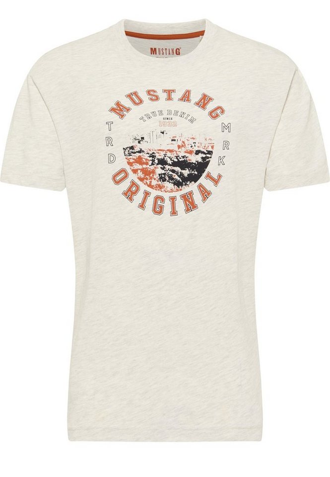 MUSTANG T-Shirt Style Aidan C Print, Label-Applikation seitlich über dem  Saum