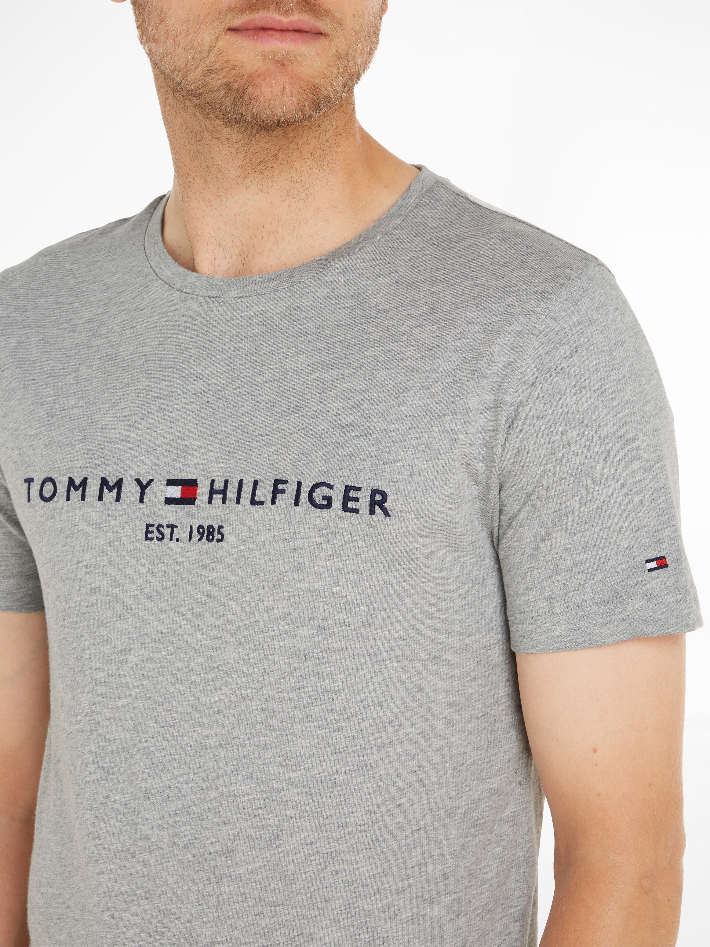Tommy FLAG TEE T-Shirt cloud htr TOMMY Hilfiger HILFIGER