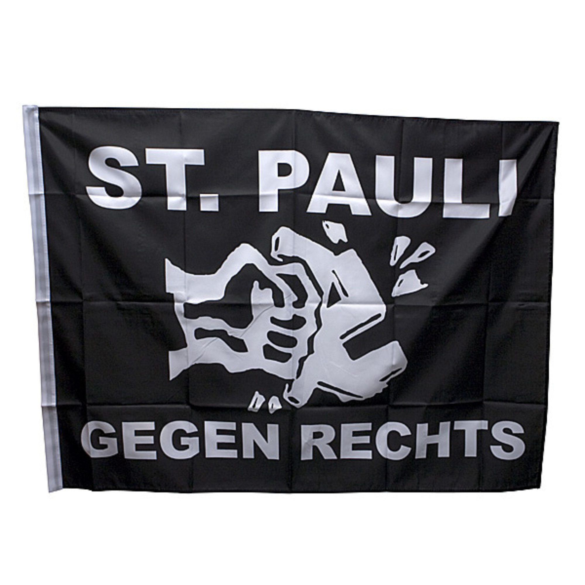 FC St. Pauli Fahne FC St. Pauli - Fahne Gegen Rechts - 90x120 cm - schwarz
