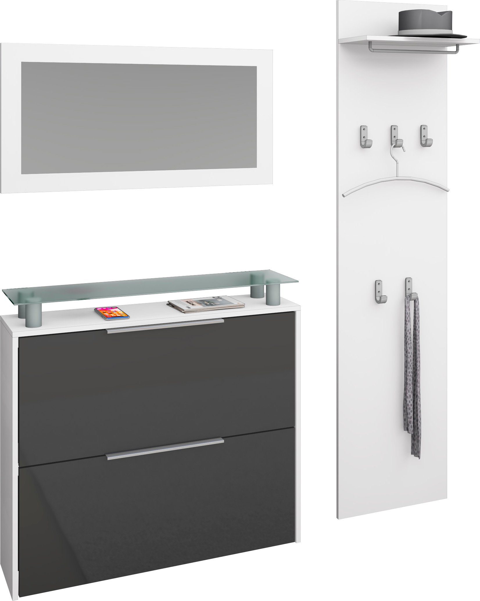borchardt Möbel Garderoben-Set "Rena 2, (3-tlg.)", mit Glasablage günstig online kaufen