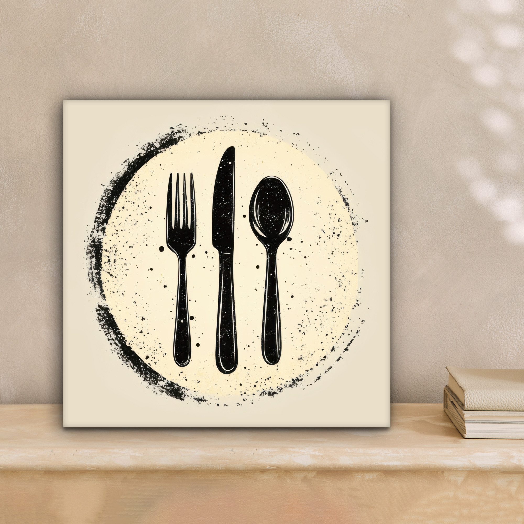 OneMillionCanvasses® Leinwandbild Schwarz - Besteck - günstig online kaufen