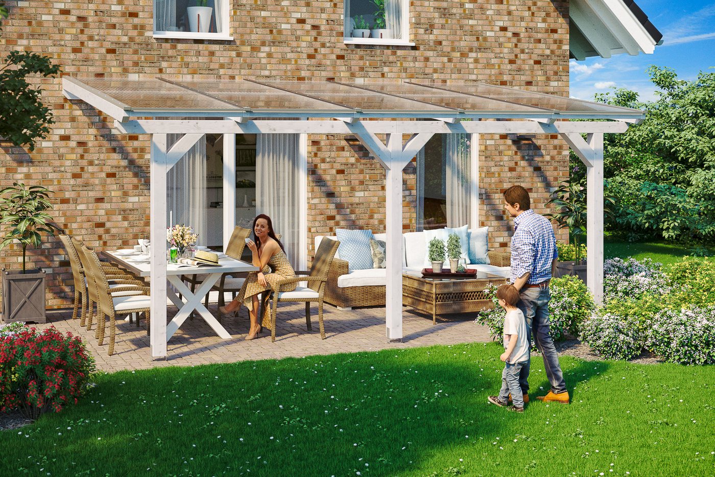 Thumbnail - Skanholz Terrassendach Andria, BxT: 541x400 cm, Bedachung Doppelstegplatten, Leimholz