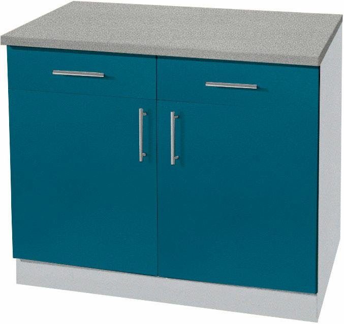 wiho Küchen Unterschrank Kiel Ozeanblau 60 in Hellgrau Tiefe cm | 100 breit, cm