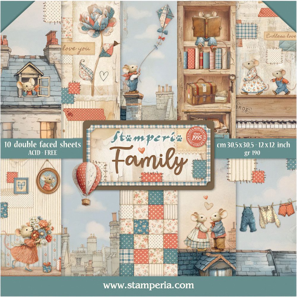 Stamperia Motivpapier Scrapbook-Block Family, 10 Teile