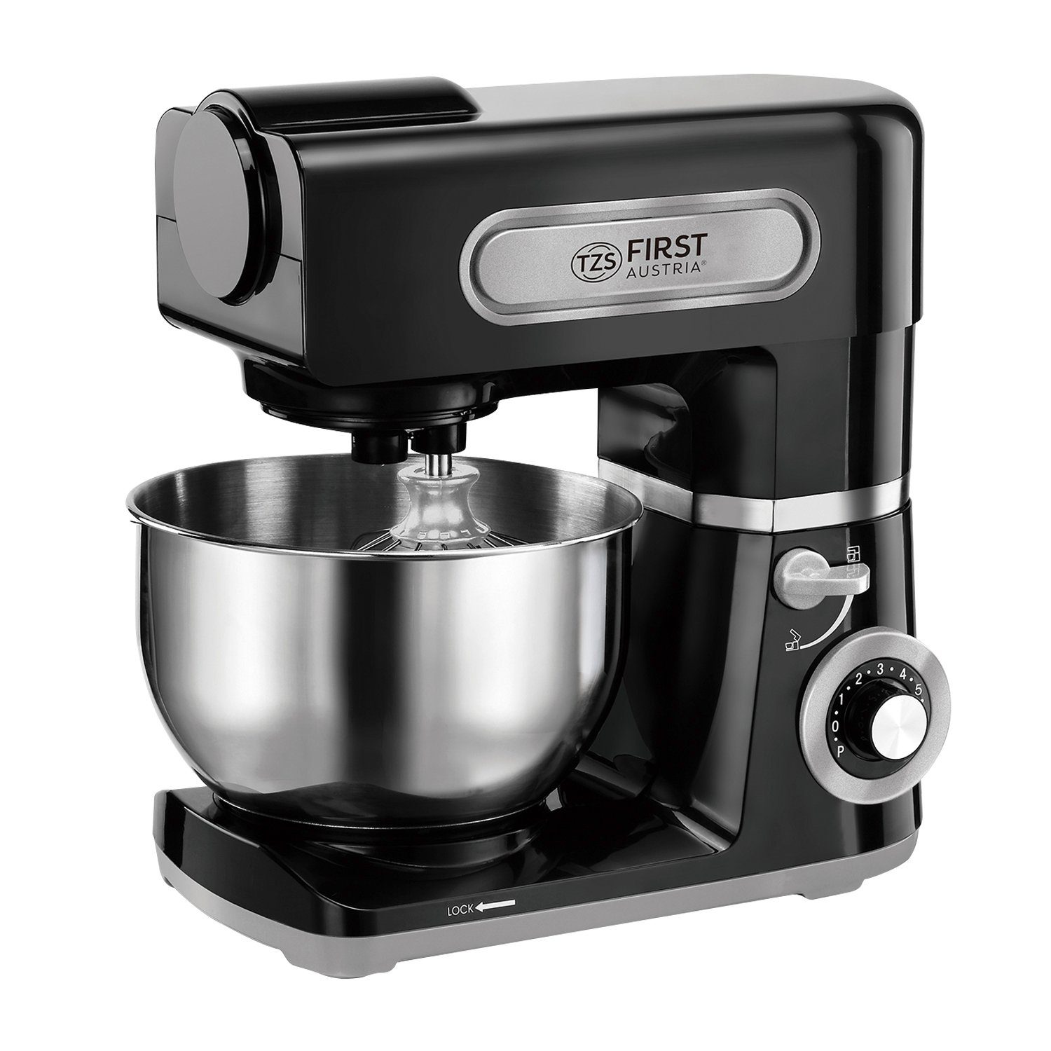 TZS FIRST AUSTRIA Küchenmaschine, 1500 W, Edelstahlschüssel, 6 Geschwindigkeitsstufen