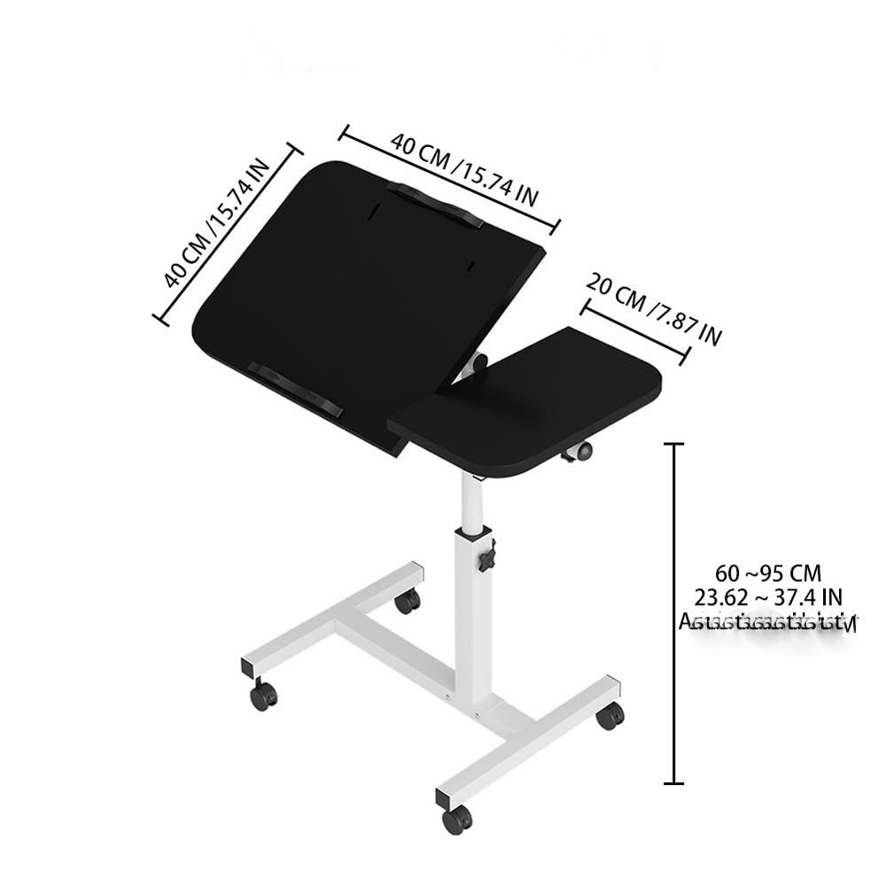 GarveeMore Schreibtisch Auf Rollen 60×40Cm Laptoptisch Höhenverstellbar Beistelltisch – Bild 3 von 5