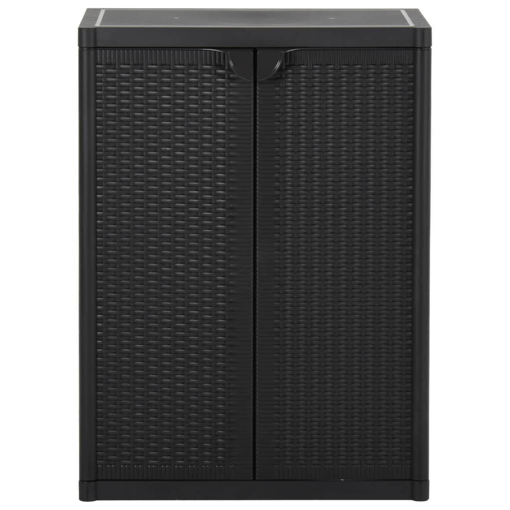 vidaXL Fächerschrank Gartenschrank Schwarz (1-St) Rattan-Optik 65x45x88 cm PP