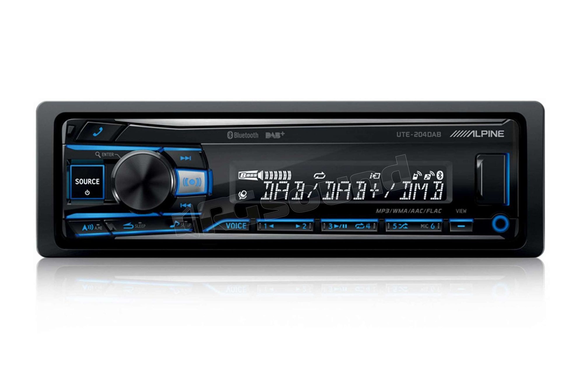 ALPINE UTE-204DAB Bluetooth DAB USB MP3 1-DIN Autoradio (RDS, Abnehmbares Bedienteil, AM/FM Radio, Animiertes Display, Bluetooth, DAB+, Eingebauter Equalizer, Freisprecheinrichtung, 1 DIN, Freisprecheinrichtung, Bluetooth)