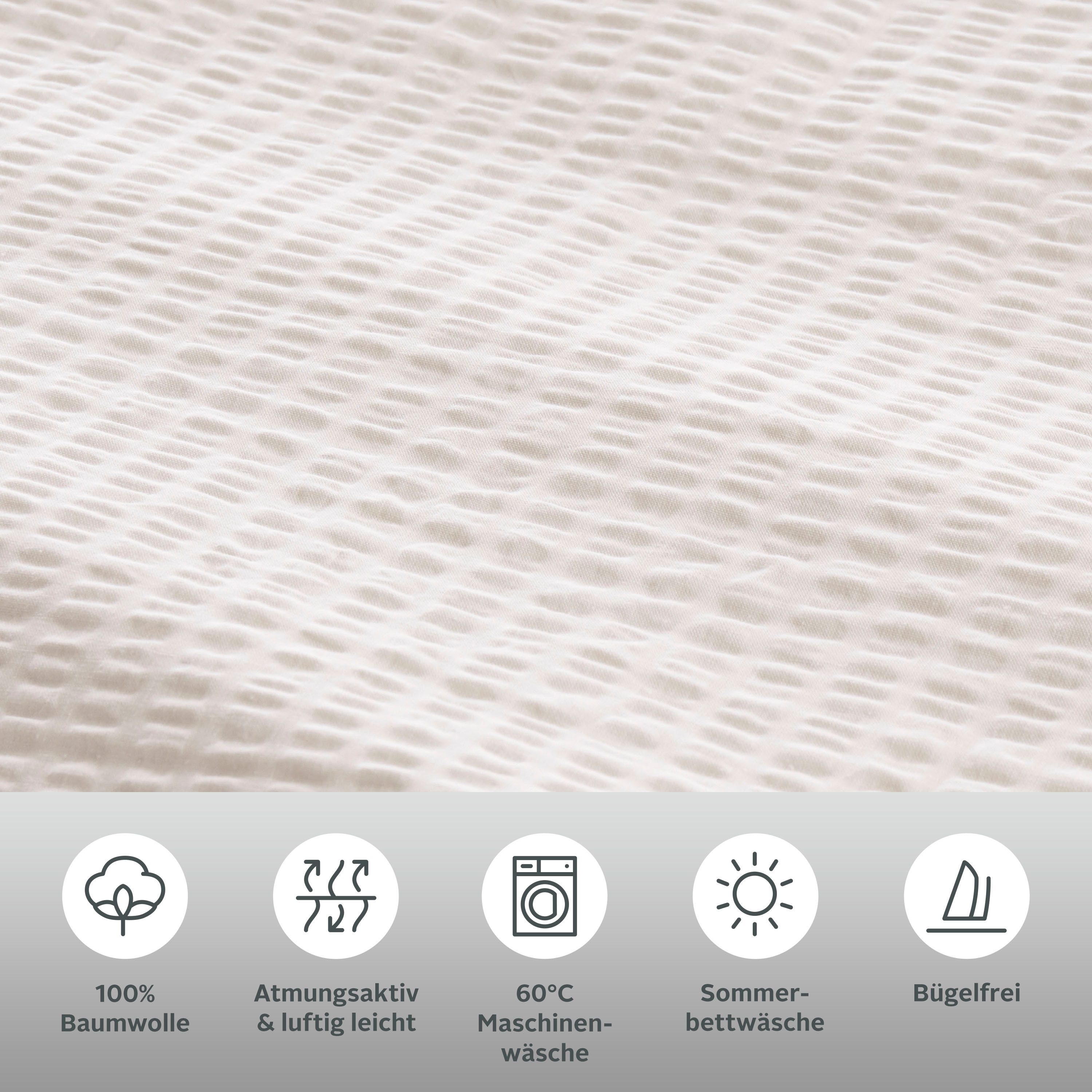 OTTO home Bettwäsche Sari2 in Gr. 135x200 oder 155x220 cm, Seersucker, 2 teilig, aus Baumwolle, uni Bettwäsche in Seersucker Qualität ideal für Sommer