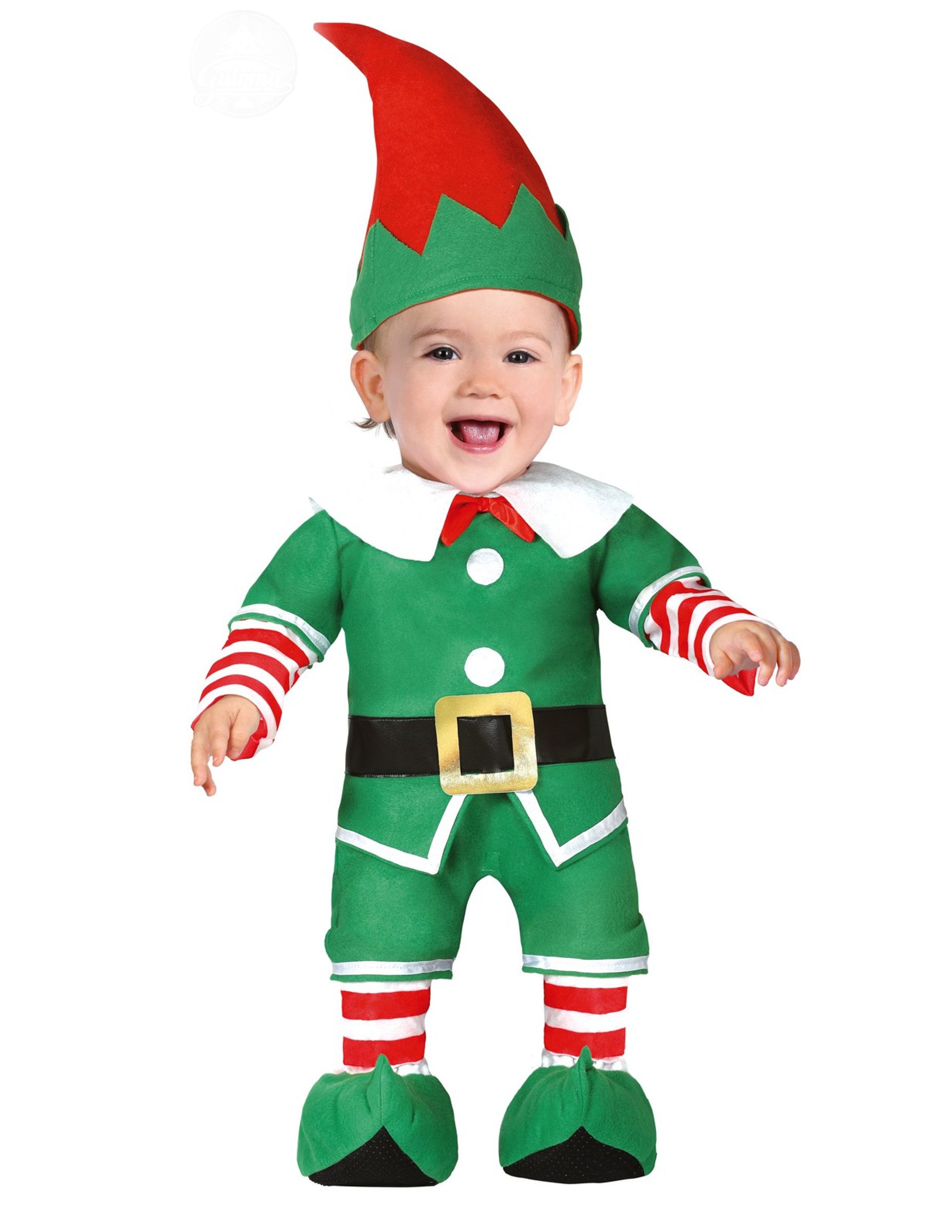 GUIRMA Kostüm Weihnachtself-Kostüm für Babys Baby-Weihnachtskostüm grün-rot-weiss