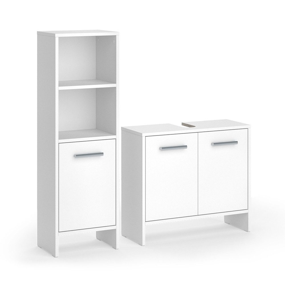 Vicco Badmöbel-Set Karli, Weiß, 2 Teile, günstig online kaufen