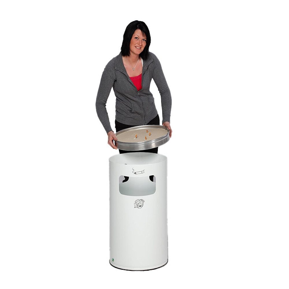 PROREGAL® Aschenbecher Klassischer Kombiascher rund 76x42x42cm Weiß