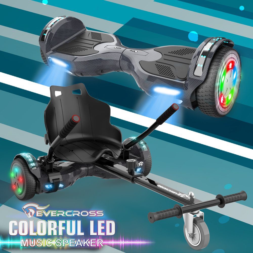 Hoverkart Hoverboard Balance LED 6,5“ mit Evercross sitz Scooter Kart,