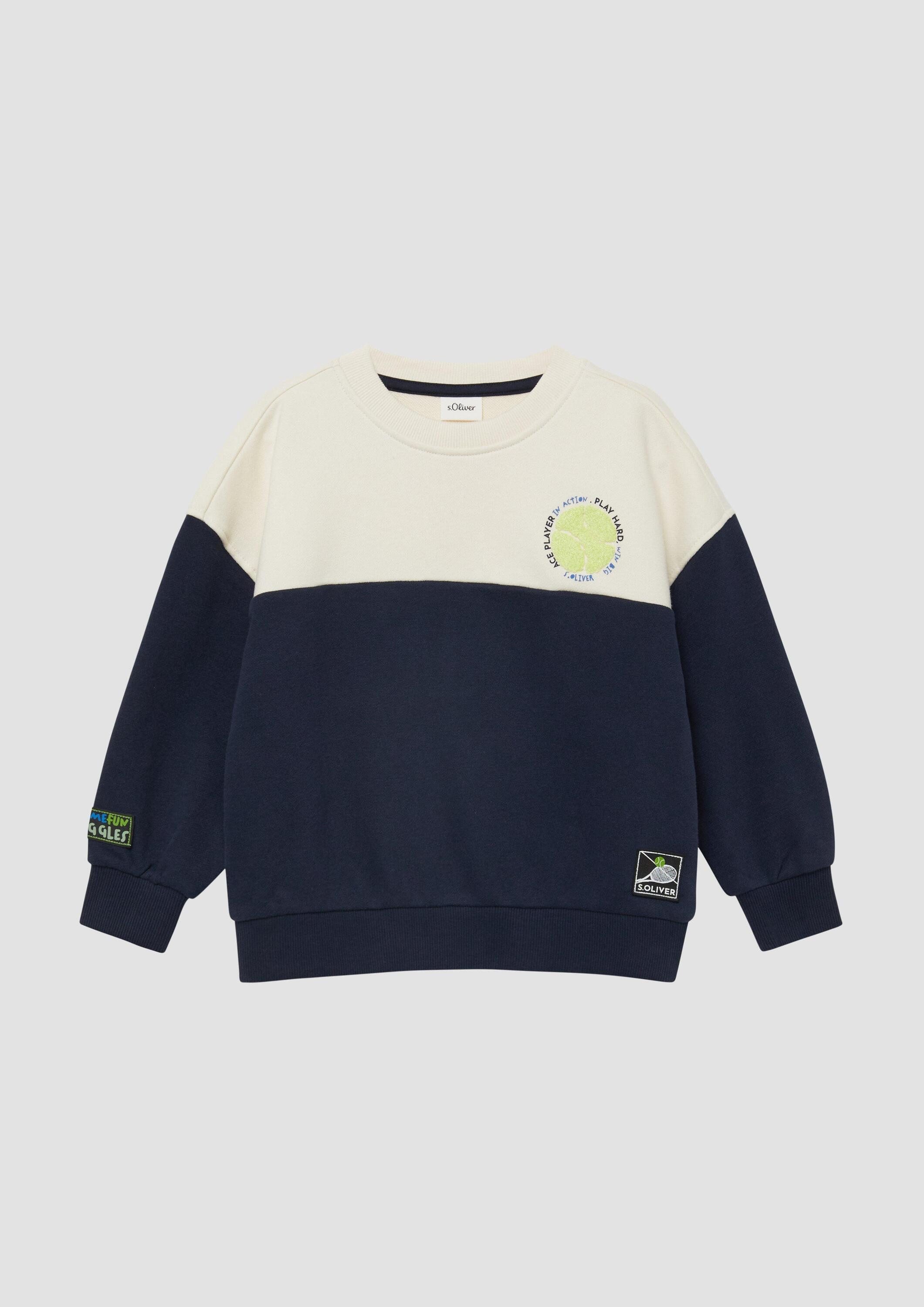 s.Oliver Sweatshirt Sweatshirt Oversize Sweatshirt mit Frottee-Stickerei und Applikationen