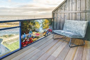 MuchoWow Balkonsichtschutz Malerei - Blumen - Natur - Ölfarbe (1-St) Balkonbanner, Sichtschutz für den Balkon, Robustes und wetterfest