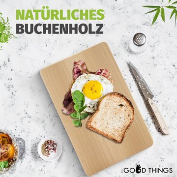 GOOD THINGS Frühstücksbrett aus Buchenholz - Perfekt als Schneide- und Brotzeitbrett, (1-St., Ideales Schneidebrett für die Küche), FSC-Zertifiziert