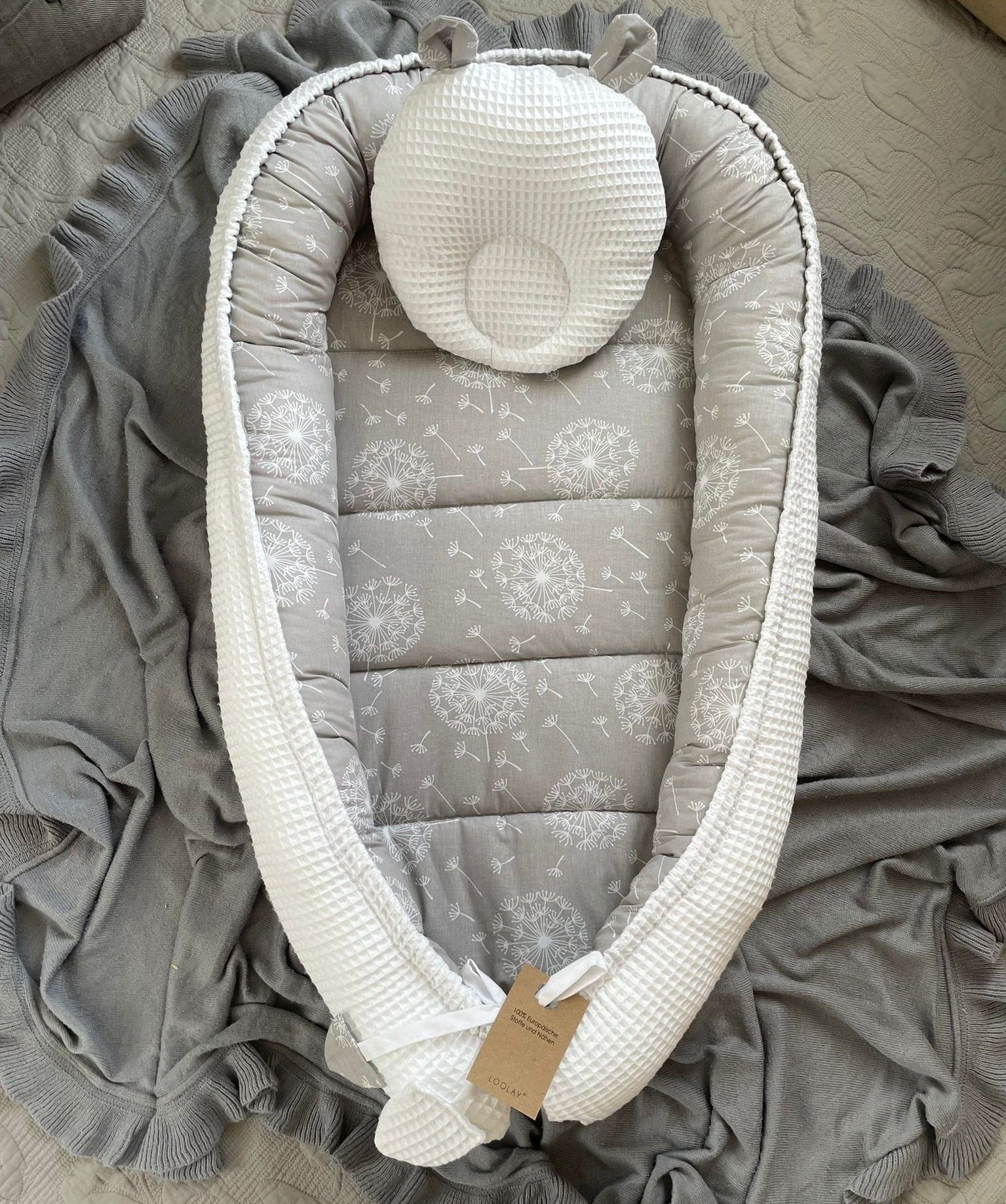 Loolay Bettnestchen WAFFELPIQUE Baumwolle BABYNEST Babykokon Neugeborene Ba günstig online kaufen
