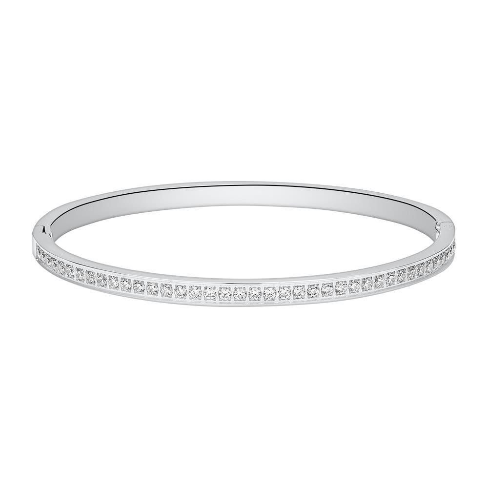Unique Edelstahlarmband Sparkling Armreif mit Zirkonia Silber B5252
