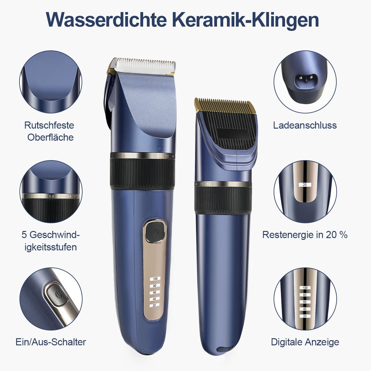 MCURO Haarschneider Akku Haarschneidemaschine mit Taper-Hebel , 0.8-2.0mm Feineinstellung, Profi Clipper Elektrischer Haarschneider für Home DIY Barber Salon – Bild 2 von 5