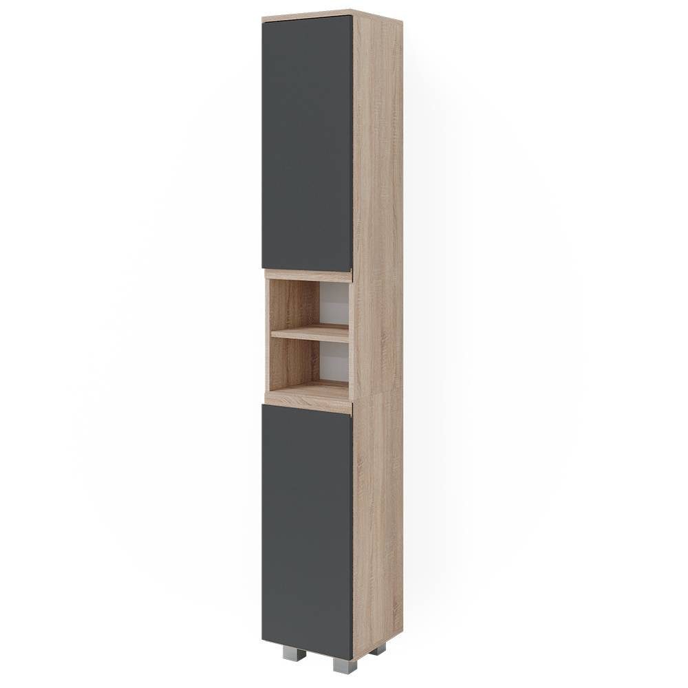 Vicco Hochschrank J-Shape, Anthrazit/Sonoma, 30 x 190 cm (1-St)