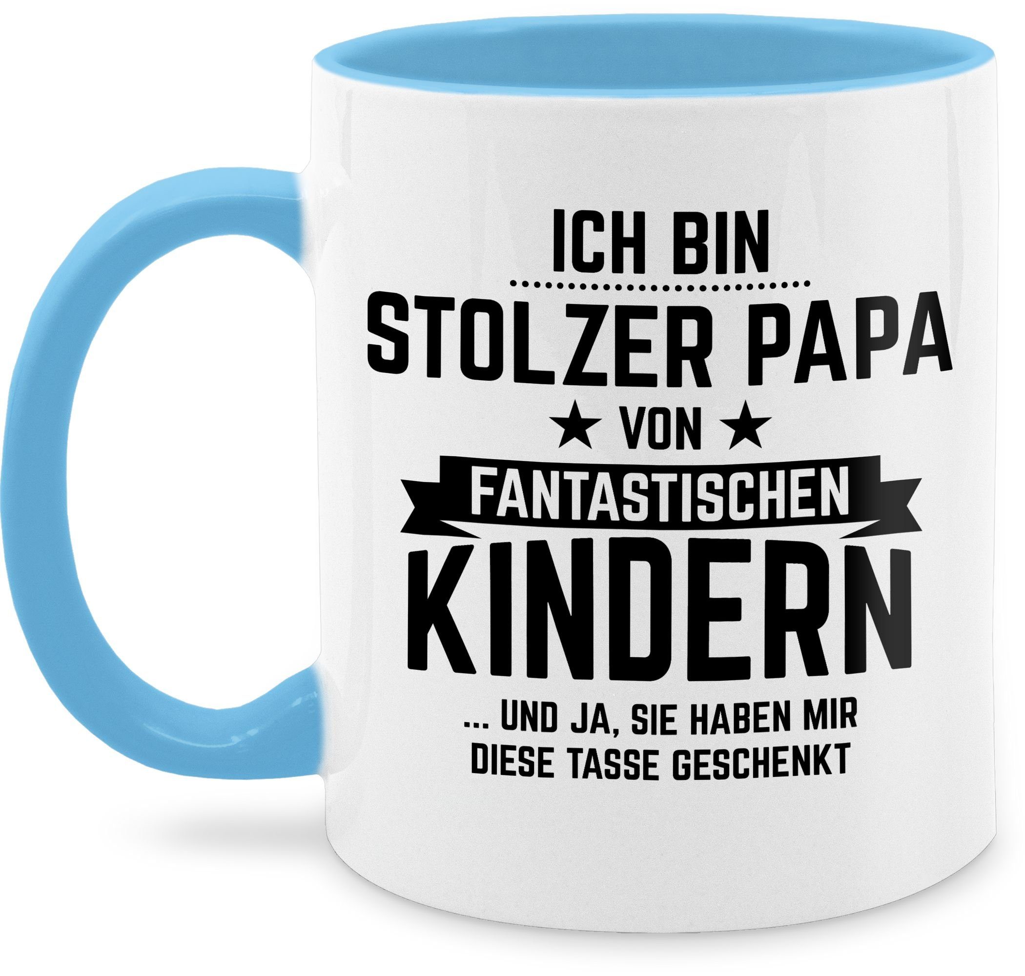 stolzer Hellblau Ich Vatertag Keramik, Kaffeetasse von Papa Kindern, 2 Geschenk Shirtracer Tasse bin fantastischen