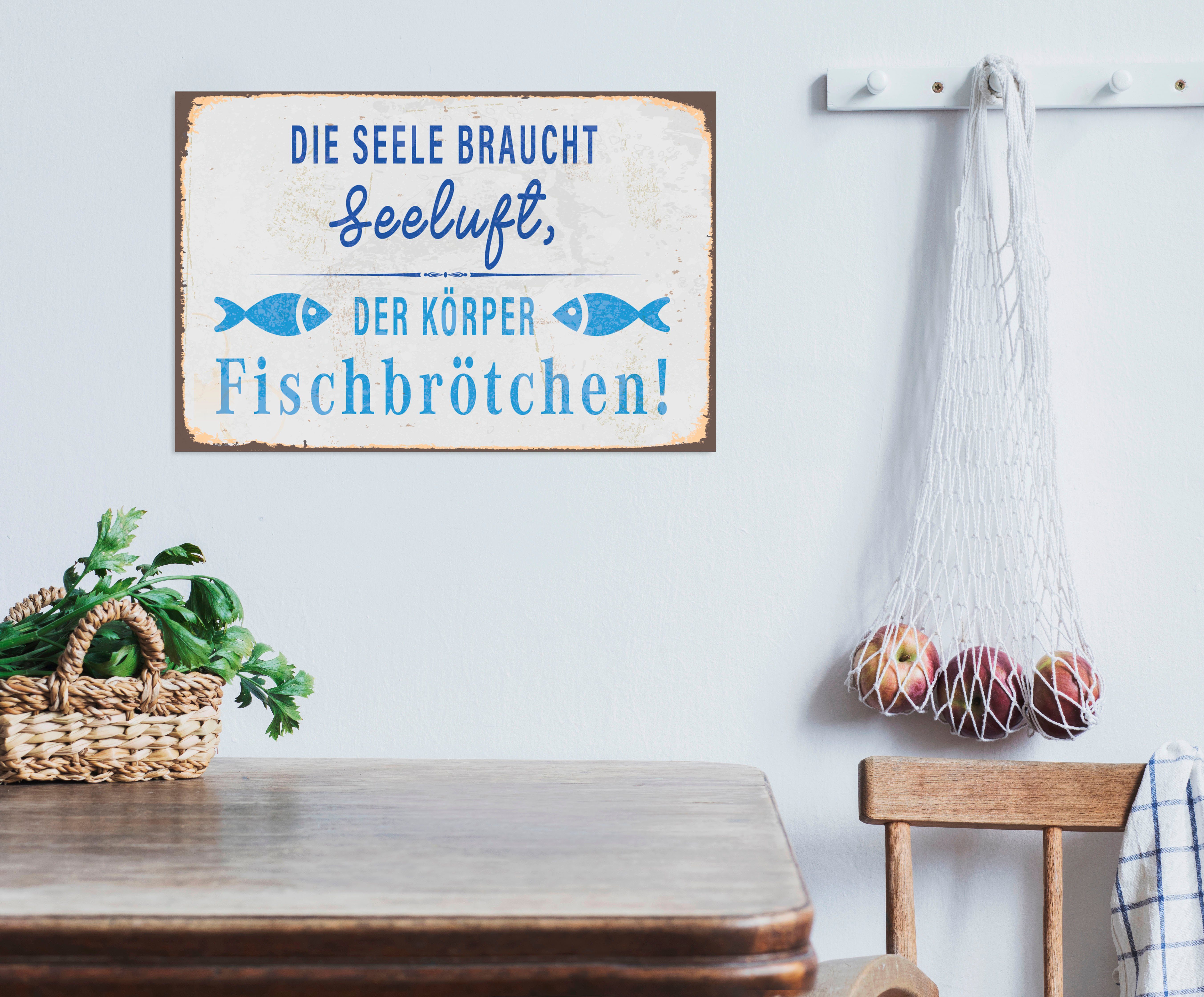 queence Metallbild Seeluft, Schriftzug, Schriftzüge, Sprüche, Sprüche & Texte, Wassertiere (1 St), Stahlschilder