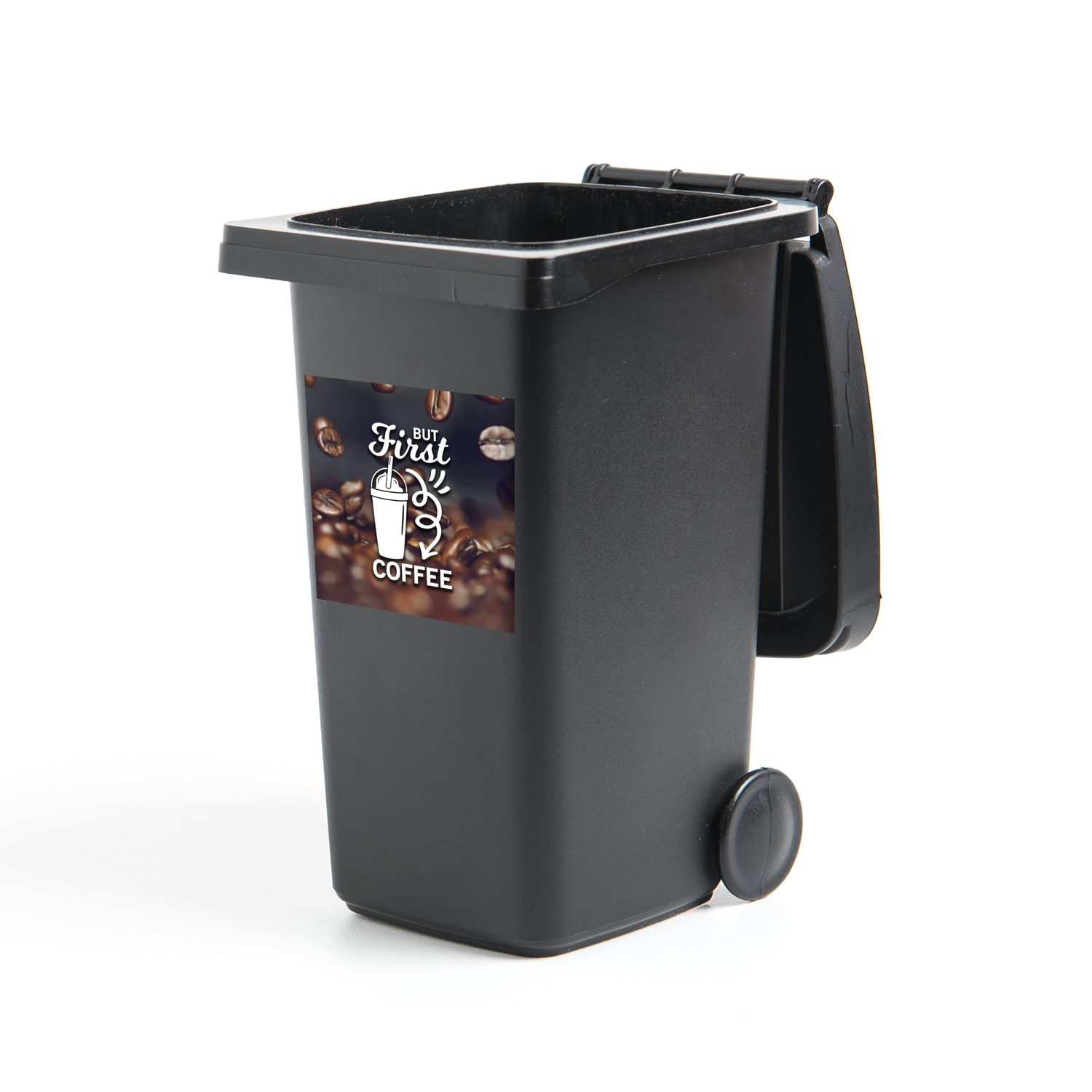 MuchoWow Wandsticker Zitate - Sprichwörter - Kaffee - Aber erst der Kaffee (1 St), Mülleimer-aufkleber, Mülltonne, Sticker, Container, Abfalbehälter