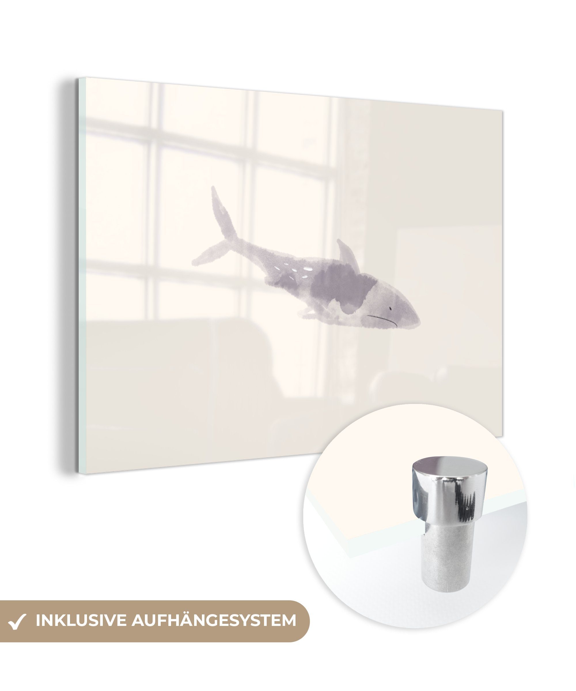 St), Aquarell, - Acrylglasbilder & - (1 MuchoWow Fisch Acrylglasbild Schlafzimmer Meer Wohnzimmer