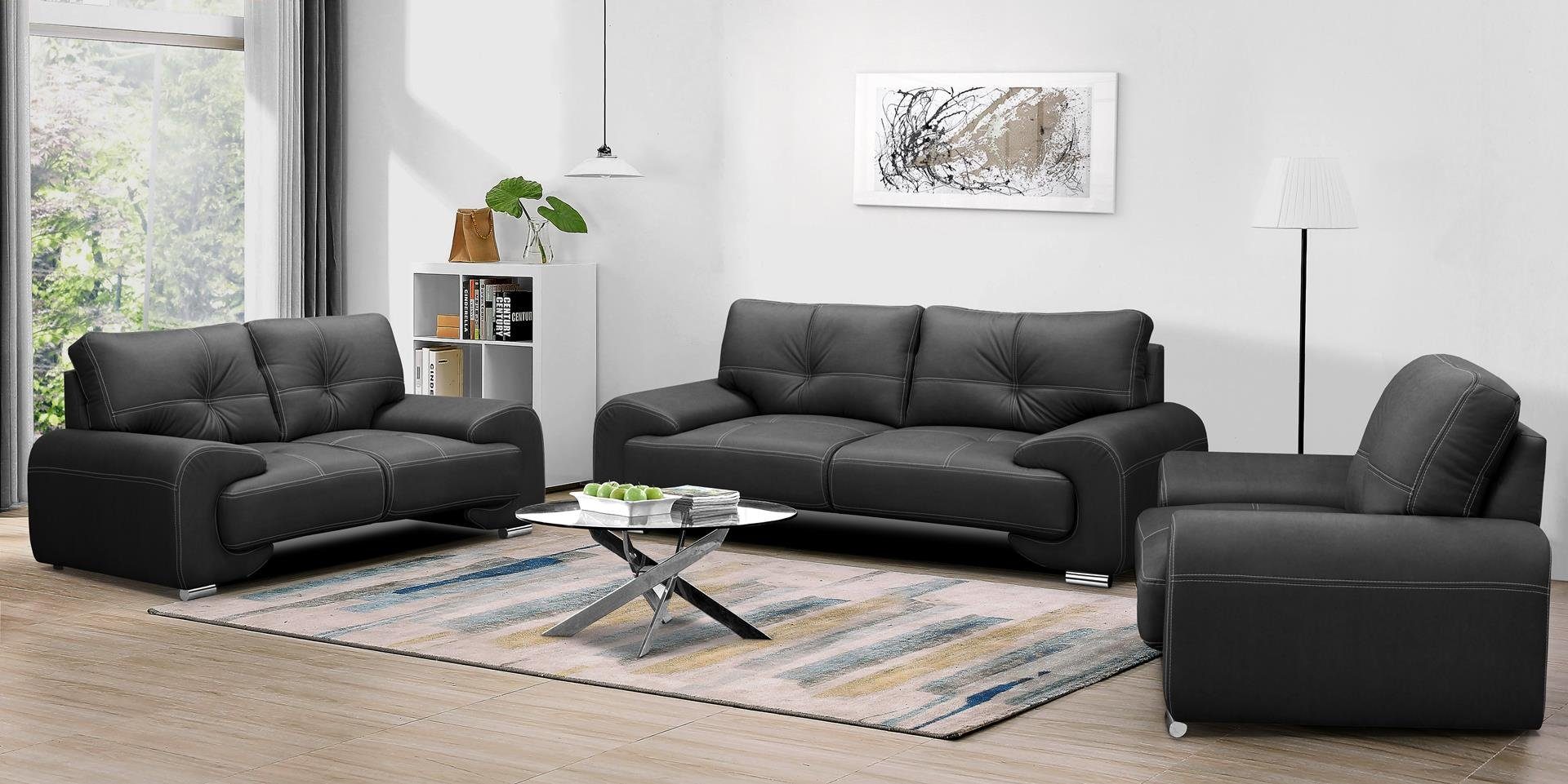 Beautysofa Polstergarnitur MAXIME LUX, (Sessel + Zweisitzer