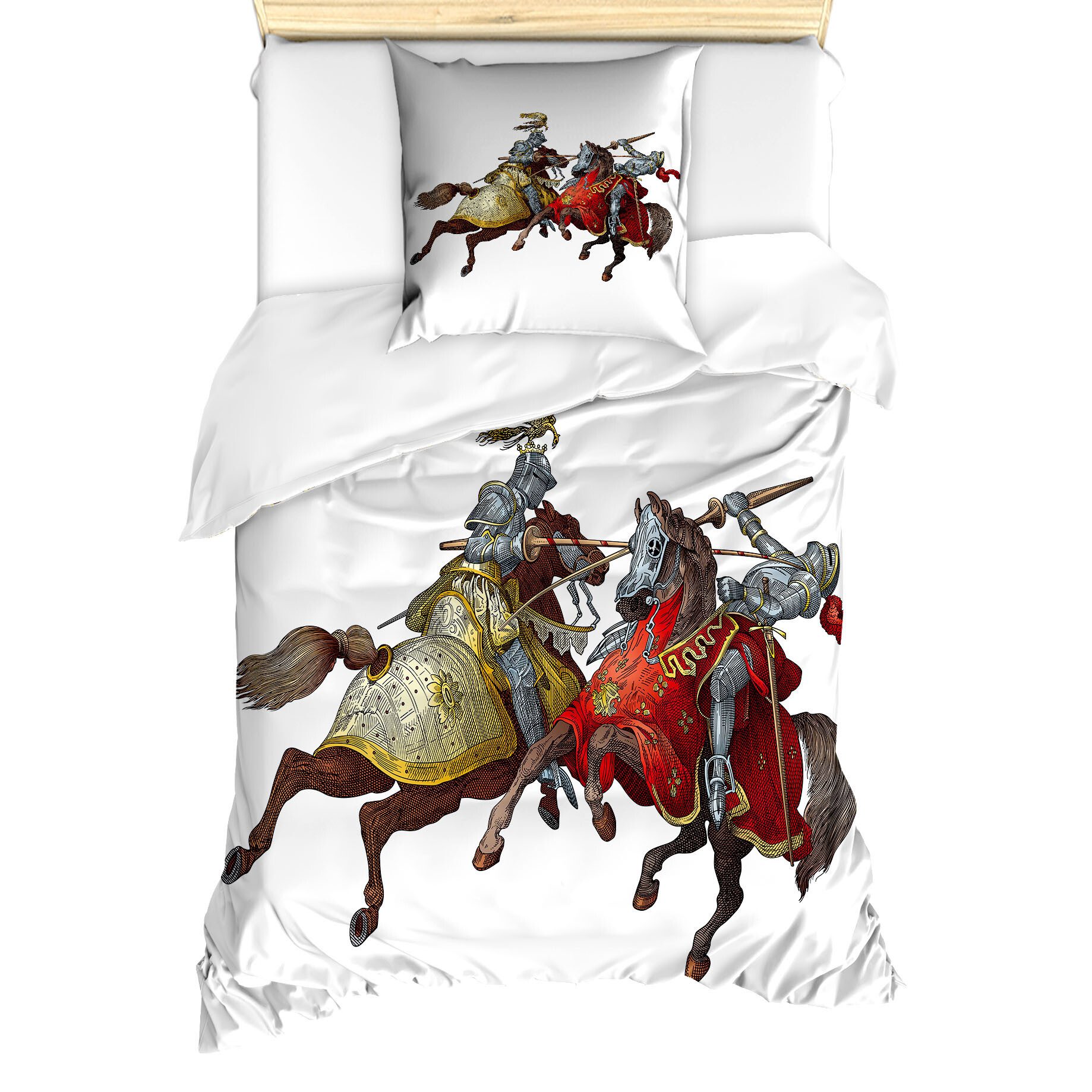 Abakuhaus Постельное белье Milbensicher Всеrgiker geeignet mit Kissenbezug, Microfaser, Bunt Mittelalter Ritter